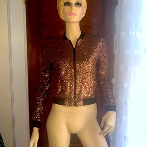 Eleven Paris copper sequined bomber jacket, size 38 Euro